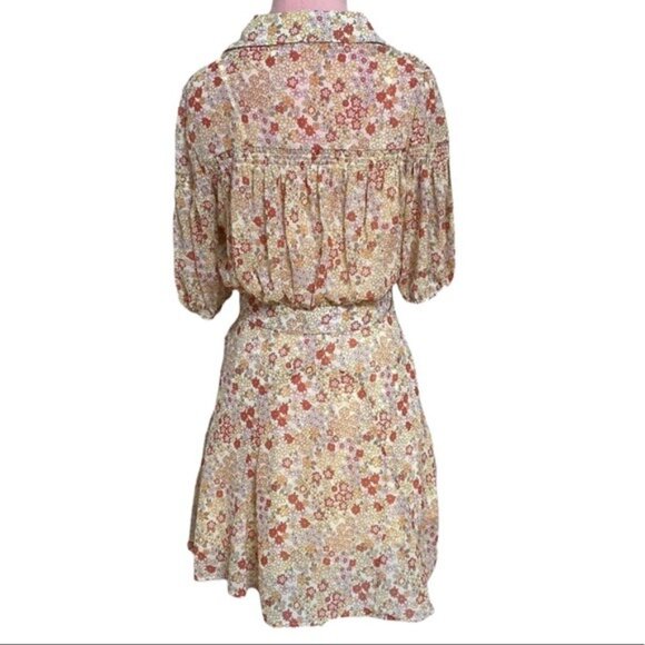 Free People Bonnie Mini Dress in Tea Combo Pale Yellow Floral Size XS NWT - Picture 11 of 14